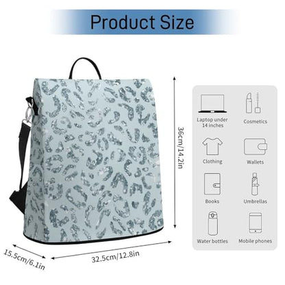 Leopard Print Baby Blue Backpack Purse for Women Anti-Theft Bag Fashion Bags Ladies Shoulder Travel Bag - color: Leopard Print Baby Blue, size: No Custom