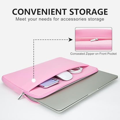 13 Inch Laptop Sleeve Portable Carrying Case with Front Pocket Padded Computer Pouch Cover Compatible with MacBook Air 13.6 Inch M4 M3 M2 2025-2022, 14 Inch MacBook Pro M4 M3 M2 M1 - color: Pink, size: 13 inches