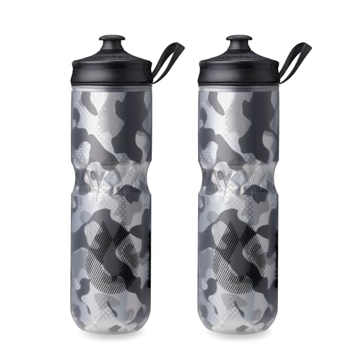 HydraPak | Polar Bottle - Polar Sport Insulated Water Bottle 2-Pack - BPA-Free, Sport & Bike Squeeze Bottle with Handle (Contender Black, 700ml / 24oz) - color: Contender Black, style: 24oz/700ml (2-Pack)