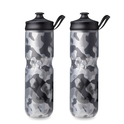 HydraPak | Polar Bottle - Polar Sport Insulated Water Bottle 2-Pack - BPA-Free, Sport & Bike Squeeze Bottle with Handle (Contender Black, 700ml / 24oz) - color: Contender Black, style: 24oz/700ml (2-Pack)
