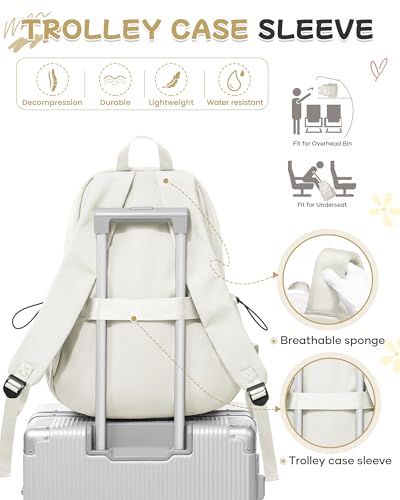 SEAFEW Small Backpack for School Girls Kids Women, Waterproof Bookbag Cute High School Backpack for Men Teen Boys, Lightweight College Back Pack Mochilas Escolares para Casual Daypack Rucksack White - color: White
