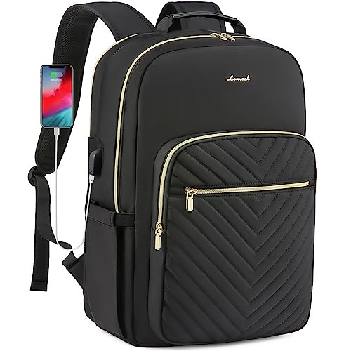 LOVEVOOK Large Travel Backpack Women with 17.3-inch Laptop Compartment, Work Business Computer Carry On Backpack Purse, Hiking Backpack Waterproof Outdoor Sports Rucksack Bag, Black - color: A Black, size: 18-Inch