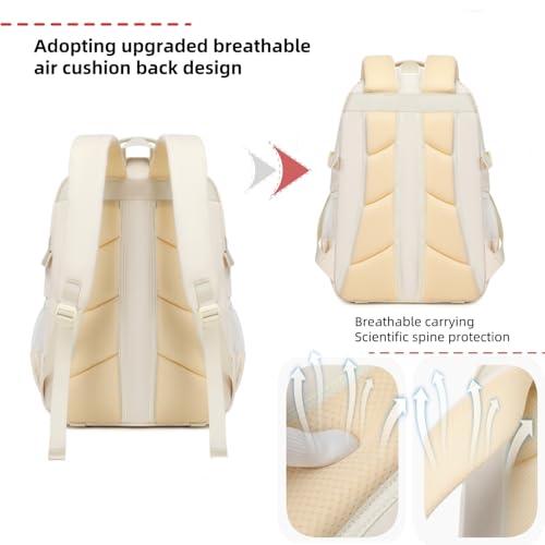 Laptop Backpack Boys Teen Bookbag Kids Middle Schoolbag Women Men 18in(white - color: 1-beige