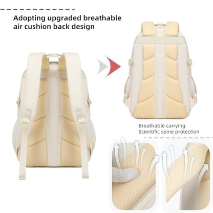 Laptop Backpack Boys Teen Bookbag Kids Middle Schoolbag Women Men 18in(white - color: 1-beige