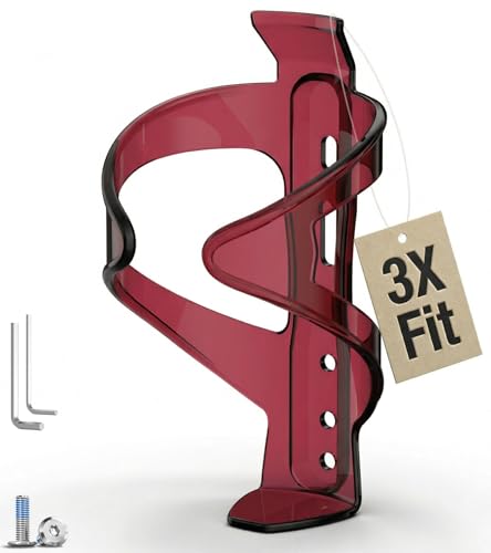 MYFOREST Substantial Weighted Bike Water Bottle Holder Kit, Optimized Size for High-End Metal Bottles Like CamelBak, Universal Fit Too, 3 Adjustable Mounting Positions, with Tools (Translucent Red) - color: Translucent Red