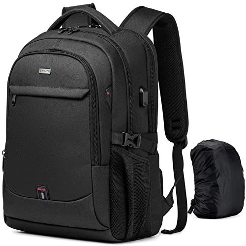 DUSLANG 17 Inch Laptop Backpack for Travel with Backpack Rain Cover College Backpack for Men Laptop Bag with USB Charging Port,Black - color: Black With Rain Cover, size: 17 Inch