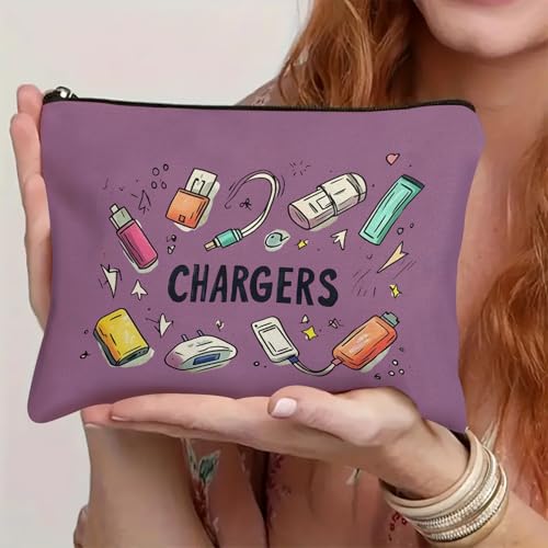 Plugs Cables & Chargers - Makeup Bag for Women Travel - Zipper Cosmetic Storage Bag with Vibrant Designs, Soft Fabric & Multi-Use Functionality (Gift for Birthdays, Graduation, Christmas) (Style G) - style: Style G