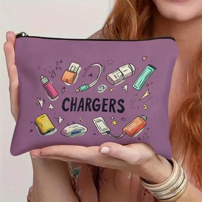 Plugs Cables & Chargers - Makeup Bag for Women Travel - Zipper Cosmetic Storage Bag with Vibrant Designs, Soft Fabric & Multi-Use Functionality (Gift for Birthdays, Graduation, Christmas) (Style G) - style: Style G
