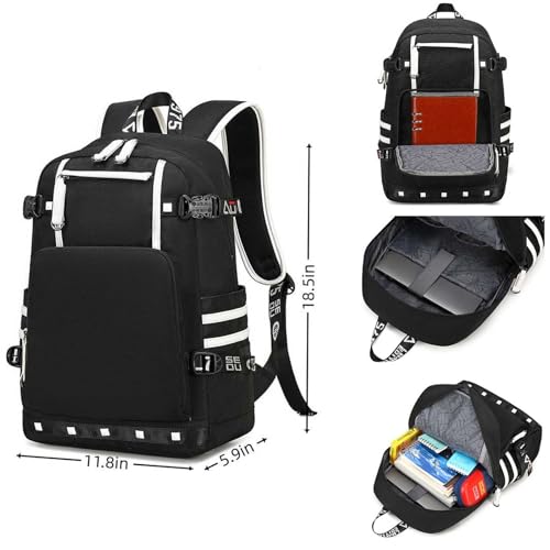 Basketball Player 23 Backpack Laptop Travel Bag Men's Women's Teenage Schoolbag (black- white) - color: Black- White