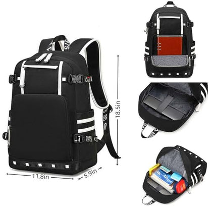 Basketball Player 23 Backpack Laptop Travel Bag Men's Women's Teenage Schoolbag (black- white) - color: Black- White