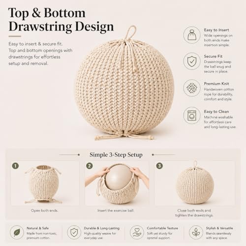 Yoga Ball Chair Cover - for 55cm and 65cm Birthing, Stability, Fitness, Balance Ball - color: Off White