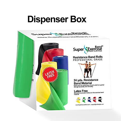 Resistance Band for Working Out | Super Exercise Bands 8,16,24 Yard Bulk Rolls |10 Strengths in Light Medium and Heavy Resistance Bands | Latex Free Workout Bands Including App and e-Book - size: 24 Yards, style: Intermediate Level 1