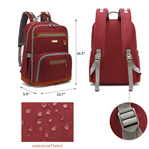 Diaper Bag Backpack, Large Baby Nappy Bags with Portable Changing Pad for Boys and GirlsMultifunction Travel Baby Bag for Moms Dads, Shower Gifts Waterproof and Stylish，Red - color: Red