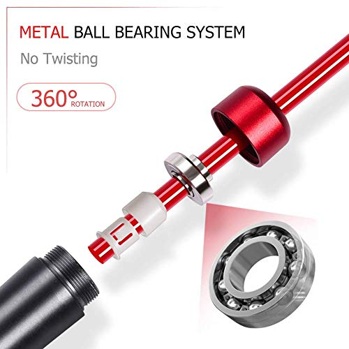 Redify Weighted Jump Rope for Workout Fitness(1LB), Tangle-Free Ball Bearing Rapid Speed Skipping Rope for MMA Boxing Weight-loss,Aluminum Handle Adjustable Length 9MM Fabric Cotton+9MM Solid PVC Rope - color: Red