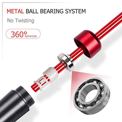 Redify Weighted Jump Rope for Workout Fitness(1LB), Tangle-Free Ball Bearing Rapid Speed Skipping Rope for MMA Boxing Weight-loss,Aluminum Handle Adjustable Length 9MM Fabric Cotton+9MM Solid PVC Rope - color: Red
