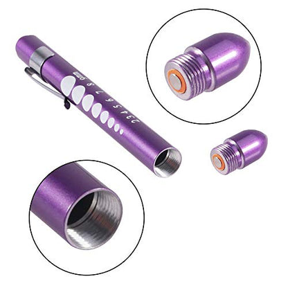 Aokin Medical Pen Light for Nurse Doctor, Reusable LED Medical Penlight Flashlight with Pupil Gauge and Ruler, White Light, Purple - color: Purple