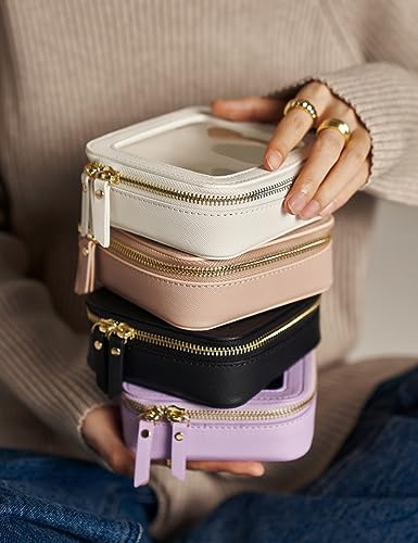 Mini Clear Black Makeup Bag - Cute Square Cosmetic Pouch for Travel with Zipper - For Women & Girls - color: Black, style: Mini Chic