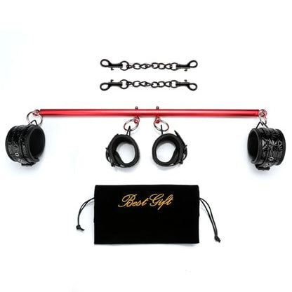 2026 Upgraded Heavy Duty Expandable Spreader Bar – Adjustable PU Straps for Pilates, Yoga - style: Red+BlackStar