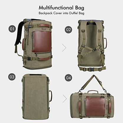 WITZMAN Travel Backpack for Men Women Carry on Luggage Backpack Canvas Rucksack Duffel bag with Shoe Compartment（A2021 Light green） - color: 22.5 Inch Army Green