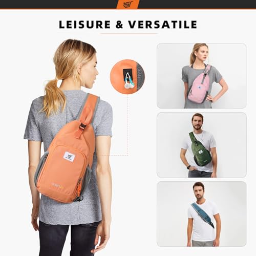 SKYSPER Sling Bag RFID Crossbody Sling Backpack Cross Body Shoulder Bag Travel Hiking Daypack for Women Men(Orange) - color: Orange