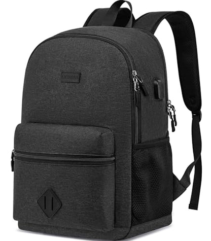 Casual Laptop Backpack,School Backpack Large Bookbag with USB for High School College Students Office Business, Black - color: Black, size: 15.6 Inch