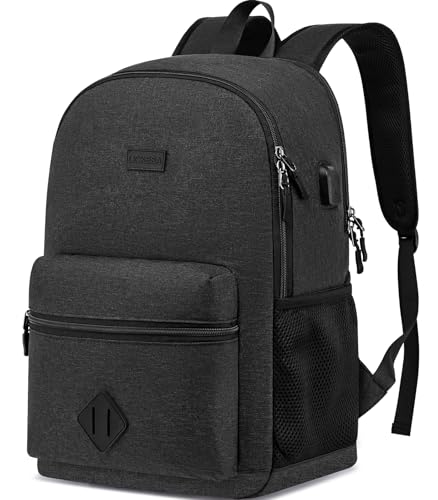 Casual Laptop Backpack,School Backpack Large Bookbag with USB for High School College Students Office Business, Black - color: Black, size: 15.6 Inch