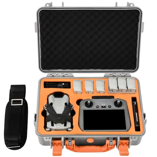 Hard Case for DJI Mini 4 Pro: IP67 Waterproof Carrying Cases for Mini 4/3 Pro/3 Drone Fly More Combo RC 2/RC Smart Controller | Storage Box for Propellers Accessories (Case Only) (Gray) - color: Gray