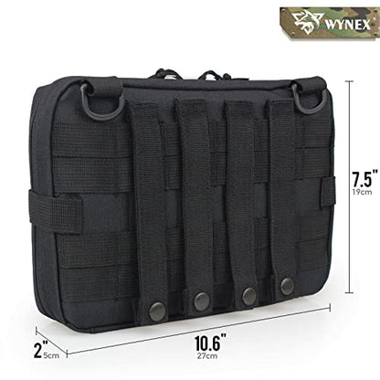 WYNEX Tactical Admin Molle Pouch, Medical EDC EMT Utility Bag Shell Design Attachment Pouches 1000D Nylon Hiking Belt Bags - color: Black (Upgraded)