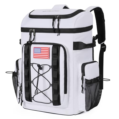 Maelstrom 35/50 Can Insulated Backpack Cooler, Leakproof Soft Lunch Ice Bag - color: White, size: 35 Can