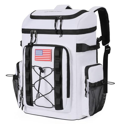 Maelstrom 35/50 Can Insulated Backpack Cooler, Leakproof Soft Lunch Ice Bag - color: White, size: 35 Can