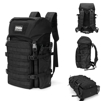 EXCELLENT ELITE SPANKER 40L Camping Hiking Backpack for Men and Women Tactical Military Backpack Large Rucksack Assault Pack Bag for Outdoor Camping, Hiking,Travel Backpacking(Black) - color: Black
