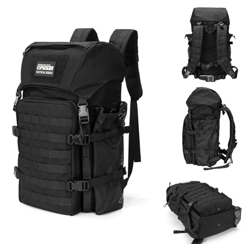 EXCELLENT ELITE SPANKER 40L Camping Hiking Backpack for Men and Women Tactical Military Backpack Large Rucksack Assault Pack Bag for Outdoor Camping, Hiking,Travel Backpacking(Black) - color: Black