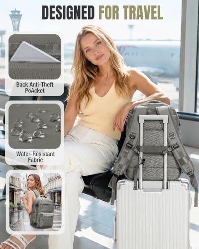Vacuum Seal Travel Backpack with Air Pump Vacpack Waterproof Carry On Backpack for Travel Bag Women with Vacuum System Compression Airlines Approved Daypack Laptop Hiking Space Saver Bag GreyBrown - color: A34-greybrown, size: Large