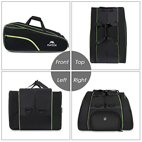 MATEIN Tennis Bag 6 Rackets, Large Racket Bag with Shoe Compartment, Cooler | Extra Large, Protective, Convertible, Removeable Shoulder Strap, Insulated Cooler Pocket, Water Resistant, Men Tournament Use