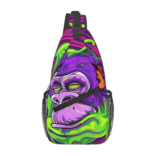 Colorful Gorilla Outdoor Crossbody Shoulder Bag For Unisex Young Adult Hiking Bicycling - color: 22