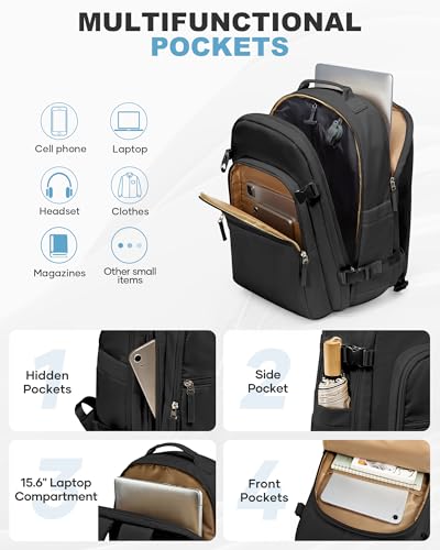 coofay Vacuum Backpack Travel with Pump Vacpack Backpack with Vacuum Seal Backpacks Traveling Backpacks Vacuum Compression Air Travel Bag Carry on Luggage - color: E-black