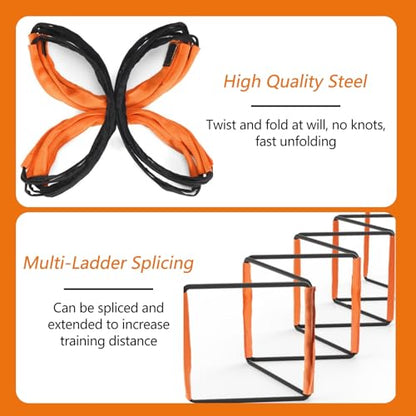 Footwork Ladder, Exercise Ladders for Agility Training, Detachable Training Equipment Set, with Carry Bag for Kids, Athletes, Soccer, Basketball(12 Grids) - size: 12 Grids