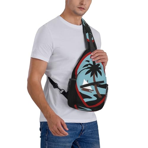 Guam Arng Sling Backpack Chest Daypack Crossbody Crossbody Shoulder Bags For Travel Sports Running Hiking, Black