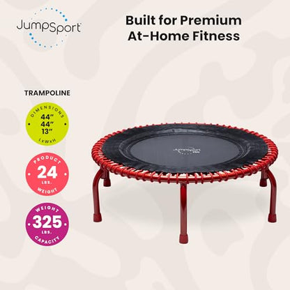 JumpSport 44" PRO Fitness Trampoline, Model 550 Workout Exercise Rebounder, Red