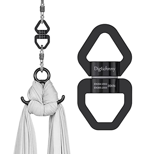 Swing Swivel, 35KN Safety Rotational Device, Swing Spinner for Web Tree Swing, Aerial Dance, Children’s Swing, Hanging Hammock (Full Black) - style: Black-1 Pack
