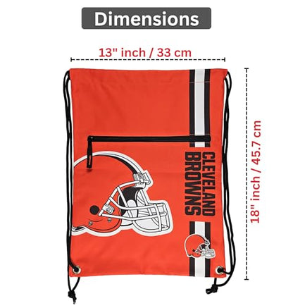 FOCO Cleveland Browns NFL Drawstring Backpack with Zippered Pocket — Officially Licensed, Cordura Nylon - color: Cleveland Browns