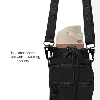 Thread Wallets Water Bottle Sling Crossbody Bag – Small Cross Body Sling with Pockets for Water Bottle, Cash, Phone & Keys - color: Black