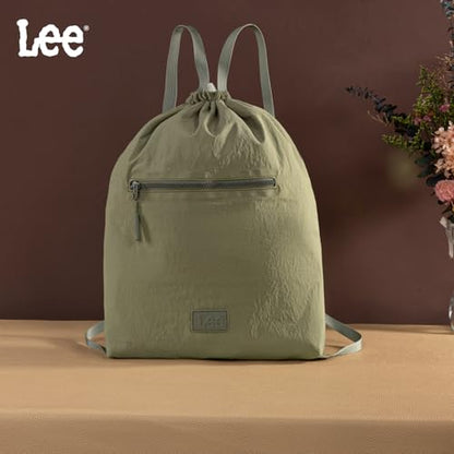Lee Drawstring Backpack Bag Lightweight Small Gym Swim Beach Bag Water Resistant Sports Sackpack for Men Women, LEE48-002GN - color: Green