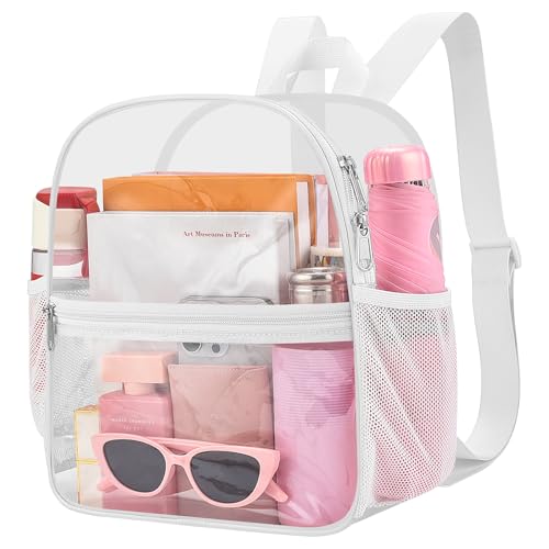 Oraben Small Clear Backpack for Stadium Events Stadium Backpack Waterproof 12x6x12 Clear Bag for Adult Concert Sport Work - color: White, style: Nylon Shoulder Straps