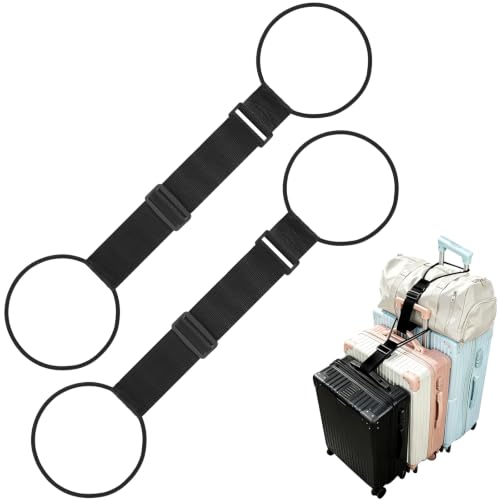 Luggage Connector Straps for Suitcases, Adjustable Travel Bungee for Carry on Bag, Backpack, Accessories, Multiple Use Strong Elastic Add A Bag Belt (Black, 2 Pack) - color: Black