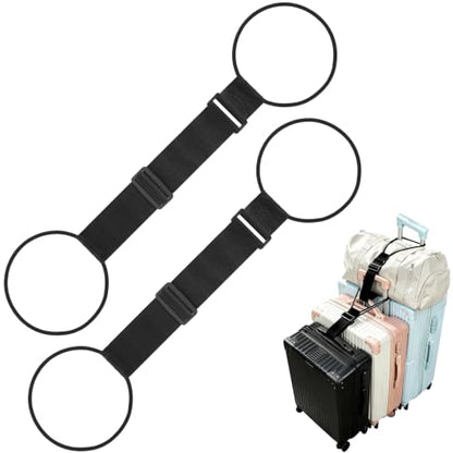Adjustable Luggage Connector Straps for Suitcases, Add a Bag Elastic Belt - color: Black