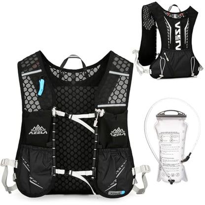Azarxis Running Water Bottles Flask BPA Free Leakproof Hydration Vest Packs Waist Belt Replacement for Triathlon Marathon Hiking Cycling Climbing Runner - color: #3 Black (7L) + 1.5L White Water Bladder