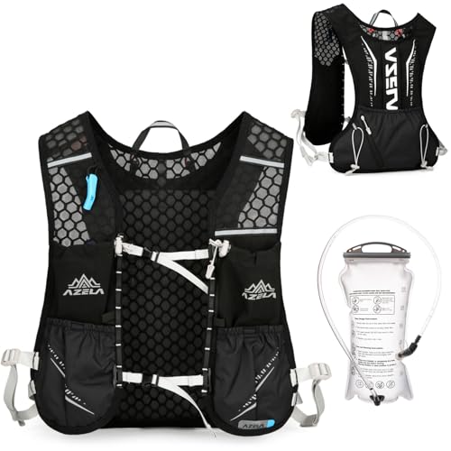 Azarxis Running Water Bottles Flask BPA Free Leakproof Hydration Vest Packs Waist Belt Replacement for Triathlon Marathon Hiking Cycling Climbing Runner - color: #3 Black (7L) + 1.5L White Water Bladder