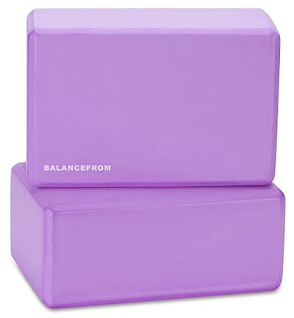 Fitvids Set of 2 High Density Yoga Blocks, 9"x6"x4" Each, Pair, Multiple Colors - color: Purple