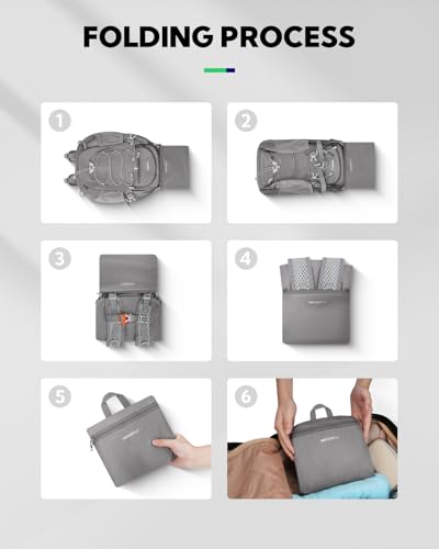 WATERFLY Small Lightweight Packable Backpack: 15L Mini Ultra Light Foldable Travel Daypack with Breathable Shoulder Strap Outdoor Hiking Camping Day Pack for Women Men Gray - color: Grey